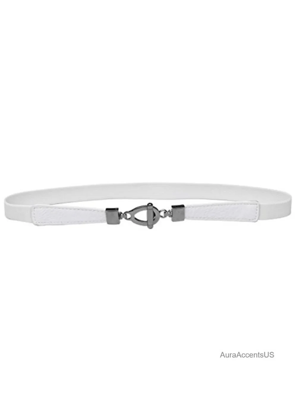Skinny Elastic Waist Belt Faux Leather 0.8